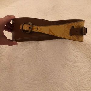 GUCCI cognac and gold thick belt, palm tree design